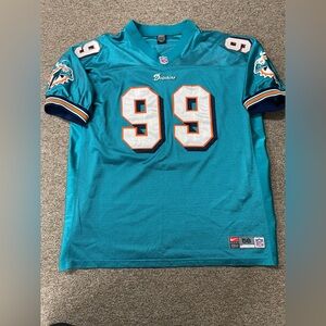 Nike Jason Taylor #99 Miami Dolphins Aqua On-Field Sewn Authentic Jersey 56 3XL
